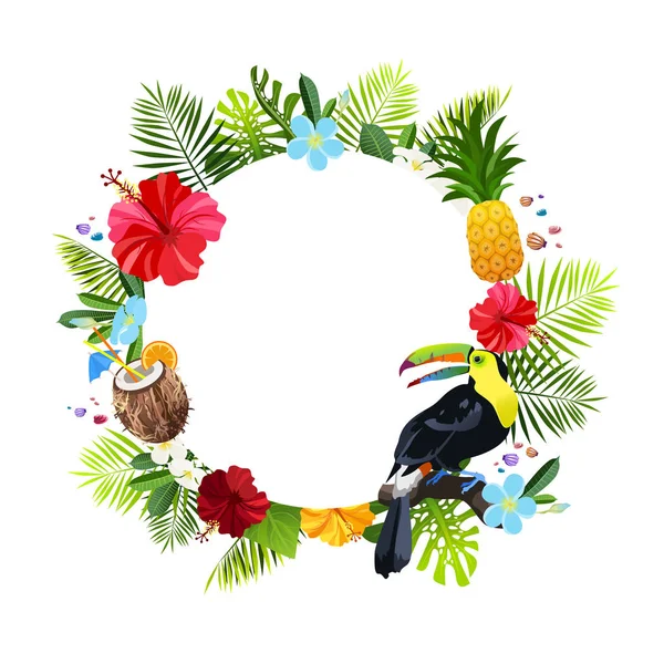 Composición de flores tropicales — Vector de stock