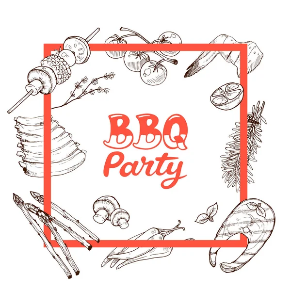 BBQ et bannière grill — Image vectorielle