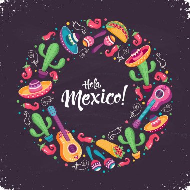 Hola Meksika poster vektör illüstrasyon