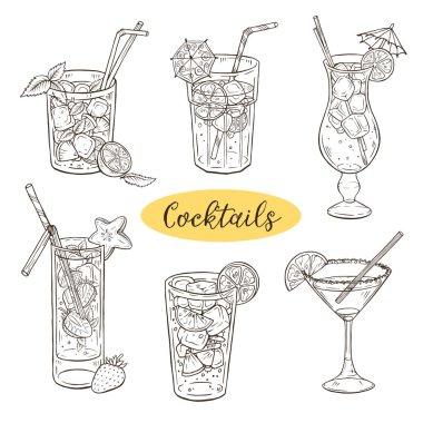 El yapımı kokteyller vektör illüstrasyon