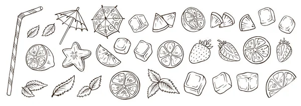 Eléments de cocktail dessinés à la main illustration vectorielle — Image vectorielle