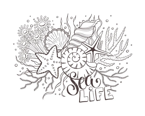 Sea Life sammansättning vektor illustration — Stock vektor