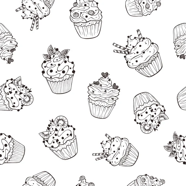 Cupcakes seamless modeli — Stok Vektör