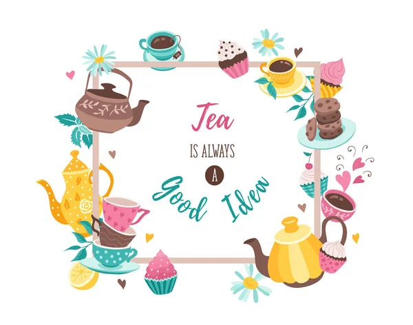Affiche carré de thé — Image vectorielle