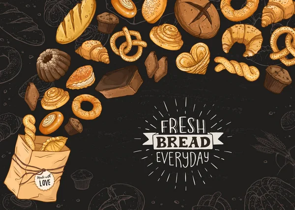 Векторная иллюстрация свежего хлеба — стоковый вектор