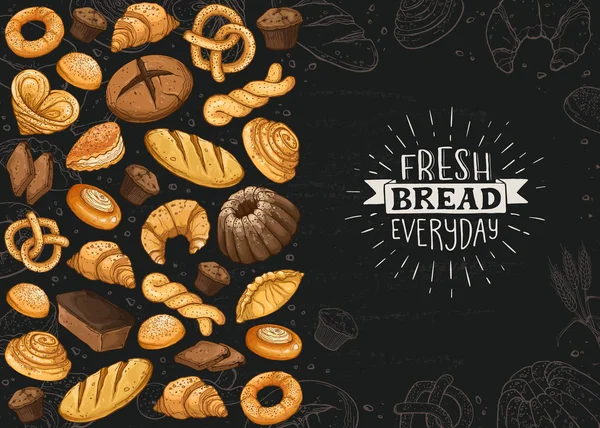 Ilustrazione vettoriale del manifesto del pane fresco — Vettoriale Stock