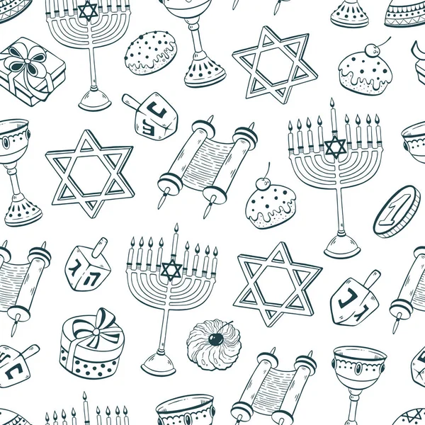 Hanukkah vector de patrón sin costura — Vector de stock