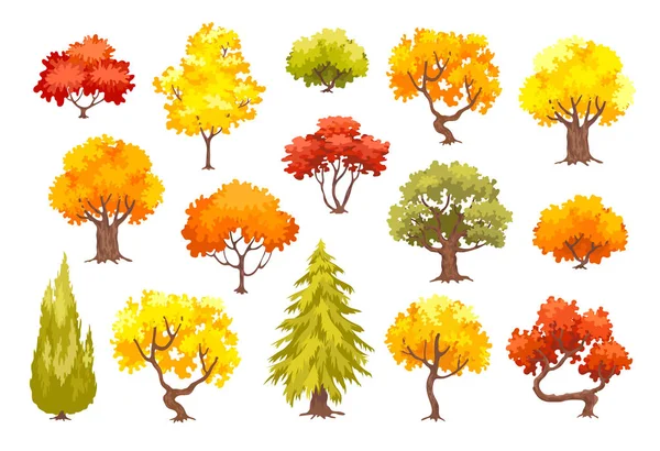 Dibujos animados árboles de otoño vector ilusrtación — Vector de stock