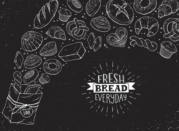Ilustração do vetor de cartaz de pão fresco —  Vetores de Stock
