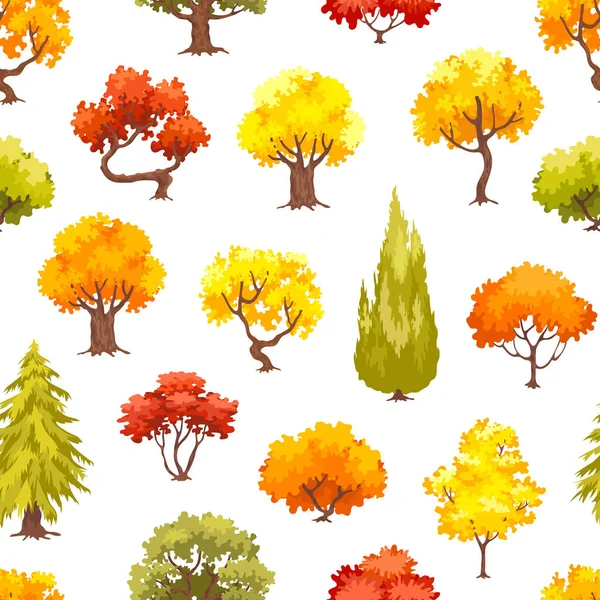 Cartoon autumn trees vector illusrtation — Stock Vector