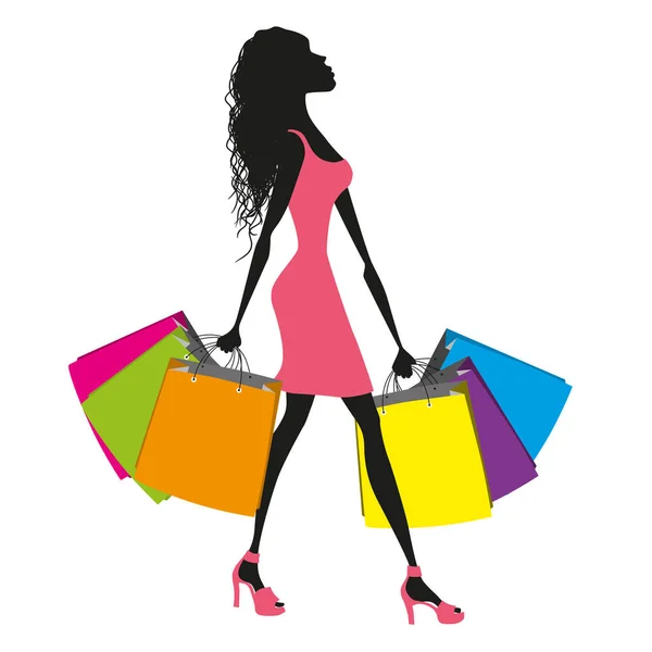 Mulher com sacos de compras —  Vetores de Stock