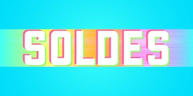 Fransız indirimli pankart tasarımı Rainbpow renkleri grafik pankartı