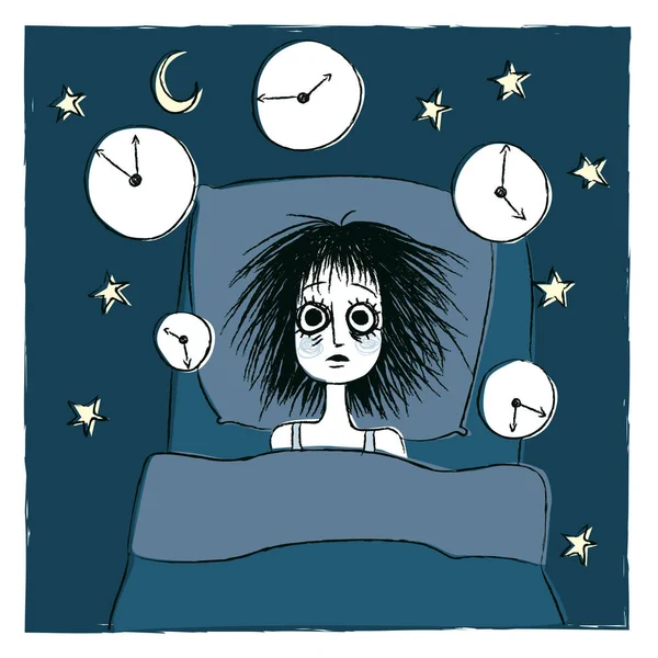 Illustration Insomniac Woman Trying Sleep — Stock Photo, Image