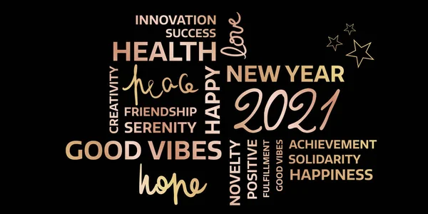 2021 Happy New Year Positive Words — Stok Foto