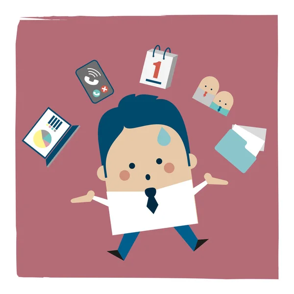 Ilustração Empresário Malabarismo Estressado — Fotografia de Stock