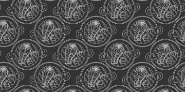 Ana hatlarıyla Brüksel lahanası ve Izgara Tavada Somon Bifteği Kusursuz Kireç Efekti Afiş Biçimi. İzole edilmiş Vektör illüstrasyonu Sağlıklı Gıda Yeme Arkaplanı Afişleri, broşürler, fiyat etiketleri, medya paylaşımı