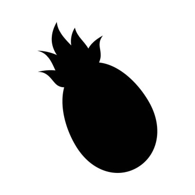 Siluet Ananas ve Beyaz Arkaplan Etiketinde Siyah Yapraklar Tropik Meyve Minimum Tasarımı. İzole Vektör illüstrasyon Simgesi Simge Gıda İlgili İçerik veya Menü Kartları, fiyat etiketleri, broşürler