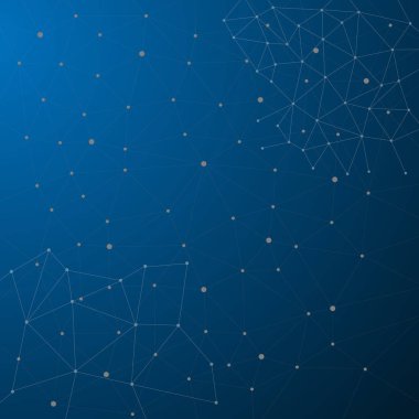 Dijital teknoloji çizgi nokta bağlantı ile mavi arka plan, vektör çizim eps10