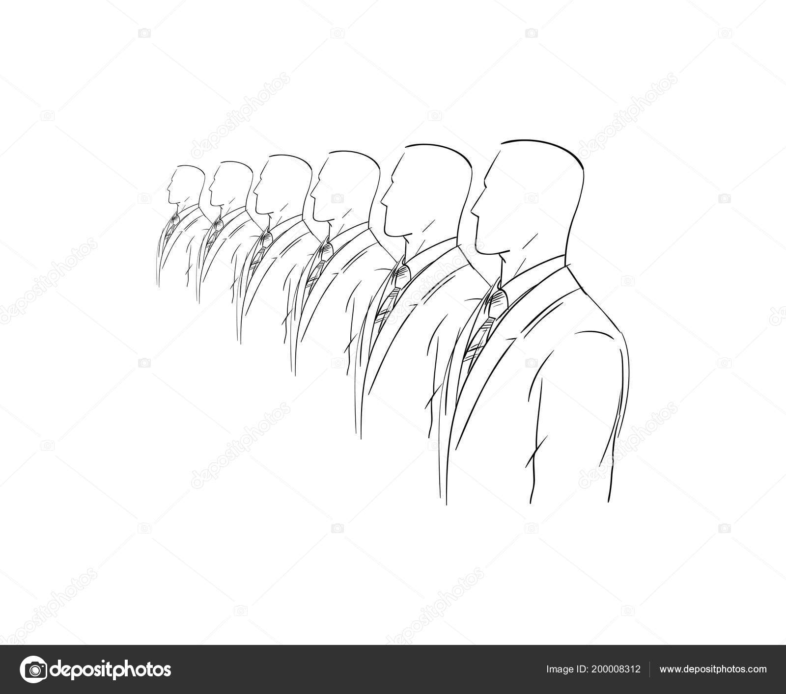 Businessman Business Suits Jackets Ties Ranks Silhouettes People