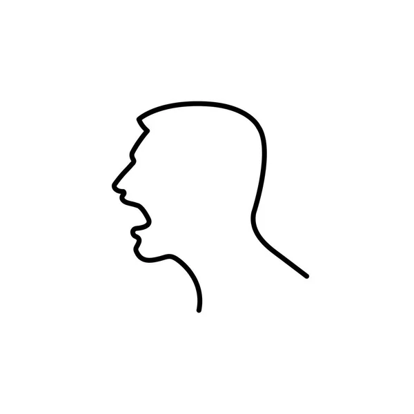 Silueta Dibujada Por Líneas Hombre Gritando Gritando Perfil Malas Expresiones — Vector de stock