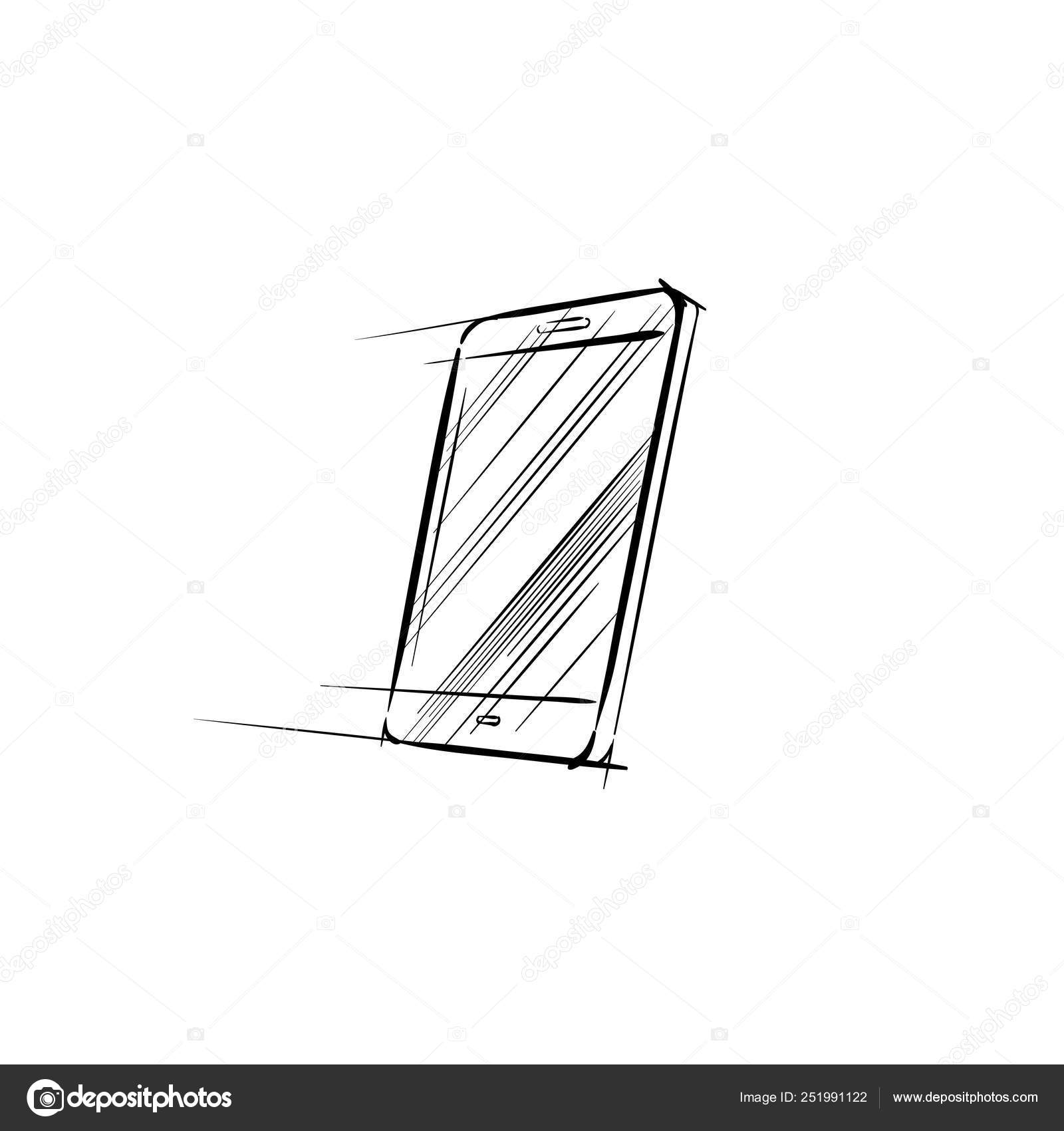 Smartphone Logo Cell Phone Hand Drawn Lines Icon Mobile Phone