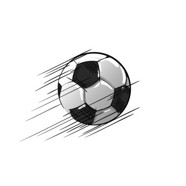 Gol, Futbol topu uçan Simge. Avrupa futbol logosu. Şampiyonluk afişi için spor oyunu görüntü konsepti, spor bar, yayın. Çizgiler, konturlar çizim çizimi. Puanlar tablosu için öğe. Vektör