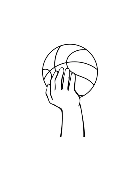 Logotipo Baloncesto Mano Del Hombre Pone Pelota Canasta Jugador Deportista — Archivo Imágenes Vectoriales