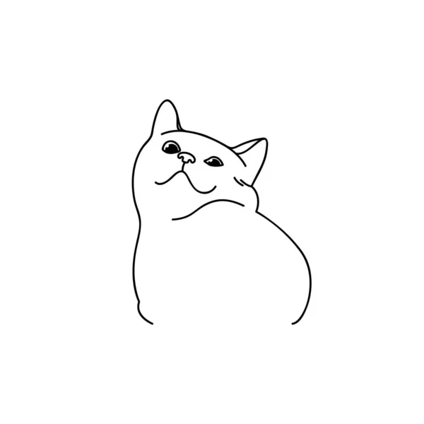 귀여운 고양이의 중요한 표정을 동물의 초상화 간단한 스타일 그리기 도자기 — 스톡 벡터