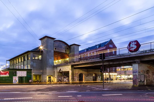 Norrebro Train Station in Copenhagen at night — Stock Photo, Image