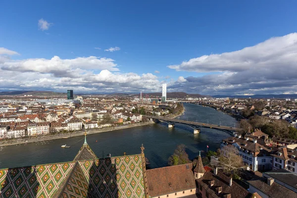 Basel Minster üstten görüntülemek — Stok fotoğraf