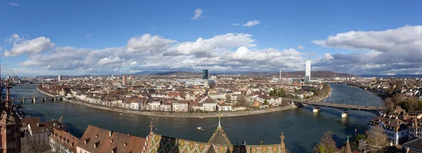 Panoramik Basel Minster üstünden — Stok fotoğraf