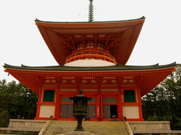 Tempio Rosso Nella Zona Koyasan Giappone — Foto Stock