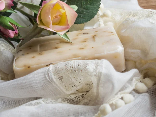 Soap Rose Vintage Cloth — Stock Photo, Image