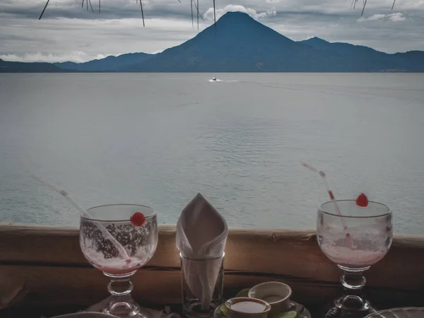 Vulkán Guatemala Egy Étel Atitlan — Stock Fotó