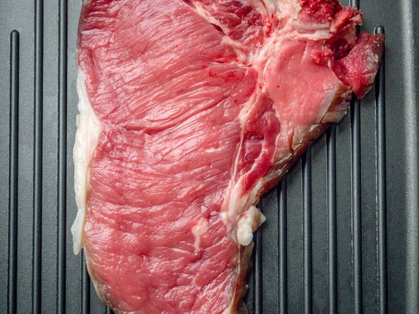 Rauw Rundvlees Boordsteek Grillplaat Pan — Stockfoto