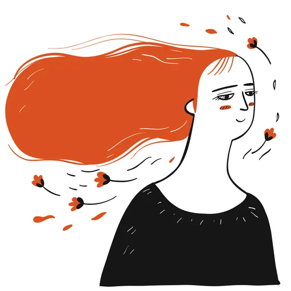 Collection Dessins Main Une Femme Aux Cheveux Abondamment Longs Illustrations — Image vectorielle
