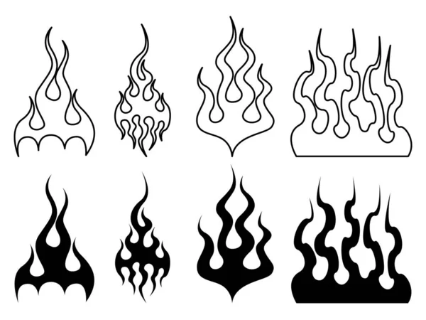 Klasik siluet alevi, eski usul. Eski moda ve eski moda dövmeli, neo-kabile tarzı. Vektör illüstrasyonu