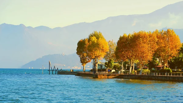 Vista Del Lago Iseo Brescia Norte Italia Otoño — Foto de Stock