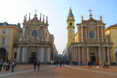 Torino, İtalya, 21 Ekim 2018.The Torino Royal Palace ilk ve en önemlisi Piedmont, tiyatro için en az üç yüzyıl Savoy krallığının Savoy ikamet olduğunu. İlk olarak 16. yüzyılda inşa edilmiş .