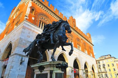 Bronze equestrian statue in Piacenza, Italy clipart
