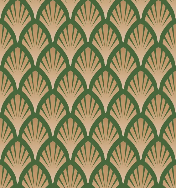 Art Déco Grand Motif Vectoriel Gatsby Avec Éventails Dorés Illustration — Image vectorielle