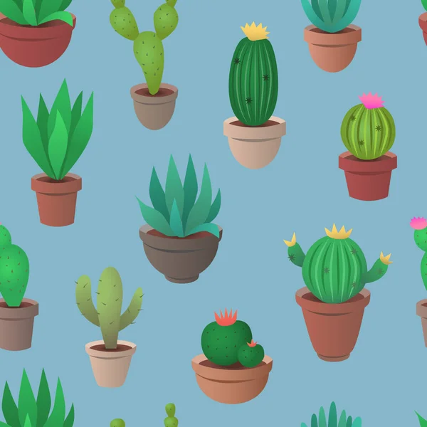 Cactus Agave Plantes Succulentes Autres Motifs Vectoriels Sans Couture — Image vectorielle