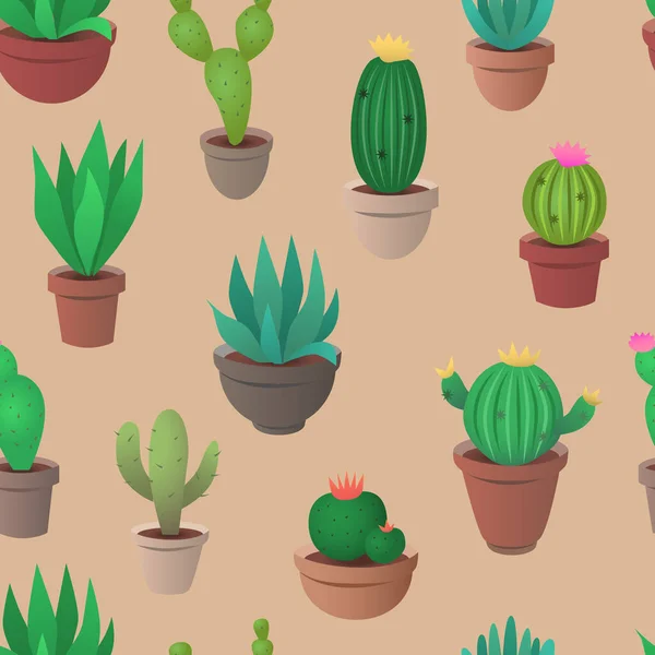 Cactus Agave Plantes Succulentes Autres Motifs Vectoriels Sans Couture — Image vectorielle