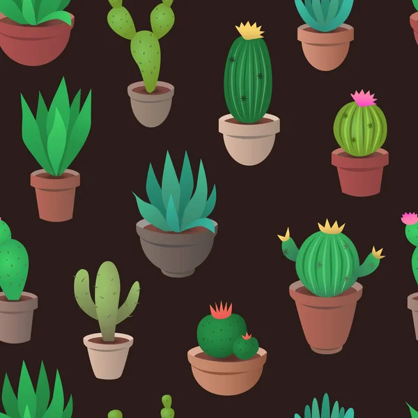 Cactus Agave Piante Grasse Altre Piante Modello Vettoriale Senza Soluzione — Vettoriale Stock