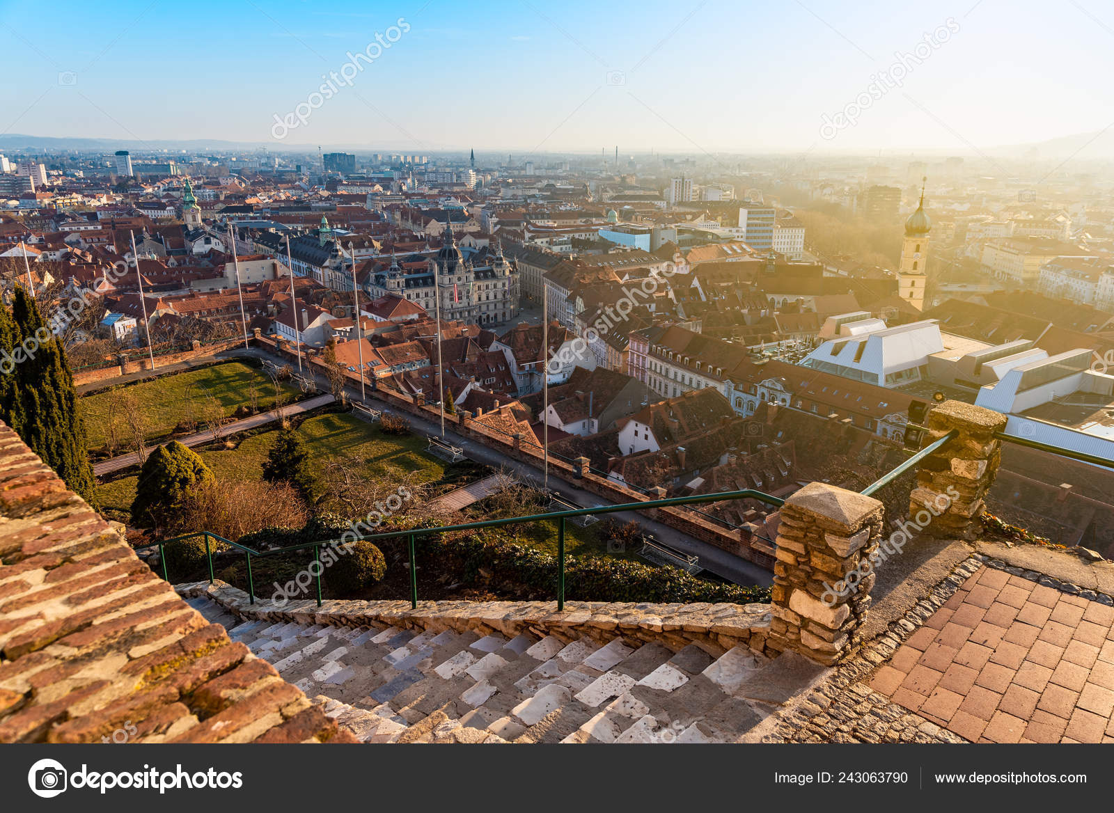 Graz Styria Austria 2019 View Graz City Schlossberg Hill Garden