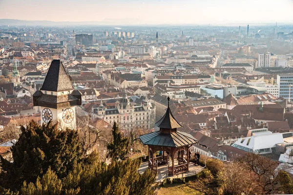 Graz Styria Avusturya 2019 Graz City Schlossberg Hill Şehir Rooftops — Stok fotoğraf