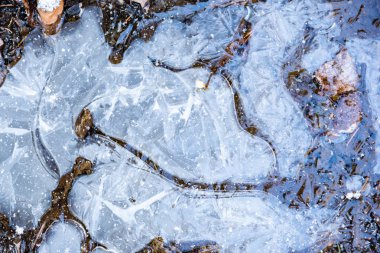 Doku, arka plan, soyutlama. Donmuş su birikintisi