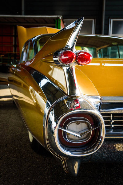 American classic car yellow paint shinny
