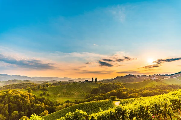 Blick von der berühmten Weinstraße in der Südsteiermark, Österreich an toskanischen Weinbergen — Stockfoto