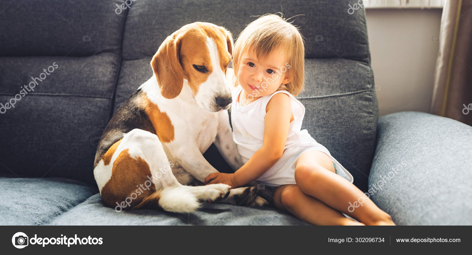 Puppies Cuddling Baby